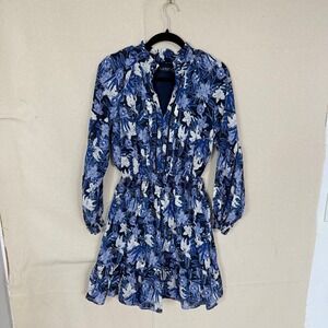 Lauren Ralph Lauren Blue Floral Cotton Smocked Mini Dress Womens Size 8